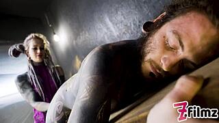 i alt dominatrix pegging that tattooed worker, anal fuck making his dick drip, cumshot from female domination