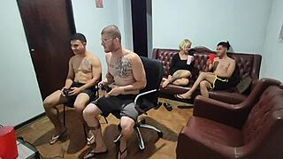 Friends Play Video Game End Sex