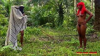 She Couldn't Resist Fucking Two Big Fat Cocks in the Bush