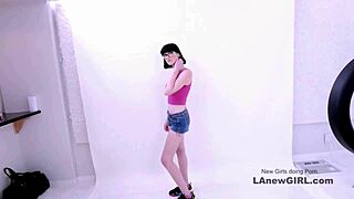 Beautiful brunette seduced in modeling audition