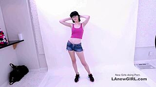 Beautiful brunette seduced in modeling audition