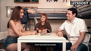 Cuckold husband allows stranger to fuck his hot girlfriend in dorm, moaning loudly