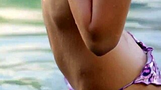 Pool masturbating session turns into intense solo pleasure