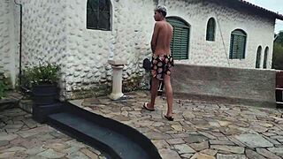 Madastra Seduces Entiado with Huge Ass, Virgin Brother Watches Public Sex