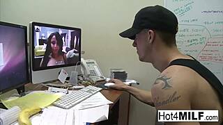 Big Titted Brunette Sucks and Fucks for Cum