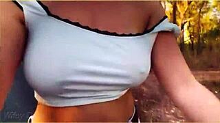 amazing milf flashing her tits on public bike ride 😍