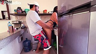 sexy mexican babe in thong, ass licked and fucked in kitchen 😘