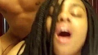 Ebony amateur fucked rough and nasty in hotel room by big black cock.