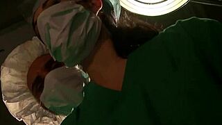 sexy doctor seduces male nurse in hospital threesome