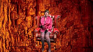 Granny Peggy Sue uses strapon to jerk off, reaching intense orgasm with toys.