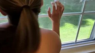 the dirty wife masturbates before receiving a huge facial