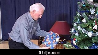 Grey Oldman Receives A Real Doll To Fuck For Christmas