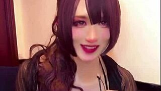 Beautiful ladyboy masturbates while streaming