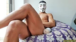 watch the mysterious guy fuck the fleshlight at the window, fingering the ass.