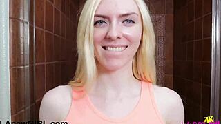 Blonde beauty had a shower!