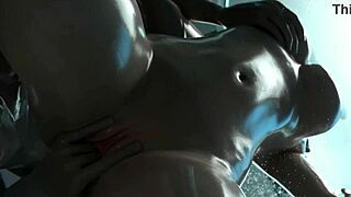 Brunette Tifa Lockhart has shower fun with anal assfucking, doggystyle, and missionary