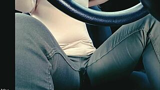 stuck in traffic, older sister desperately wets her jeans