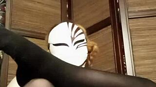 petite woman teases in sheer pantyhose lingerie