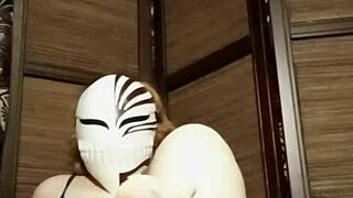 petite woman teases in sheer pantyhose lingerie