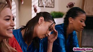 Steamy foursome with Nicole Doshi Hailey Rose Ameena Green and Blake Blossom watching football