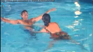 Unmarried Couple Enjoys Swim Pool Fun
