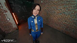 Vr conk horny brunette lucy sucks and fucks anally in fallout cosplay parody