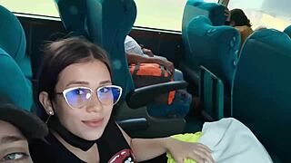 Sexy Latina Gives Boyfriend Super Blowjob On Public Bus Bogota To Medellin