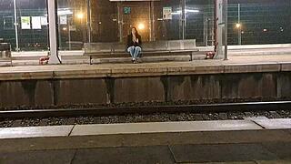 Public Outdoor Train Station Fuck With A Stranger