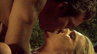 A Blonde Hottie Fucks With Her Man In The Evening In The Garden