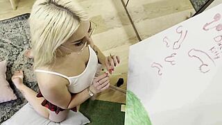 petite and hot tight pussy amateur college art student plays with a big dick guy with a slow teasing and edging handjob