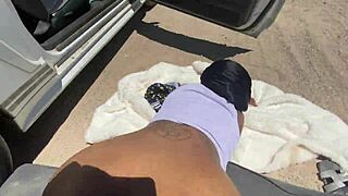 Petite Ebony Girl Cheats on Her White Boyfriend with Big Black Cock Outdoors