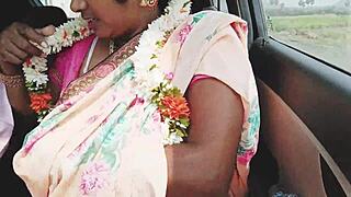 Desi hot aunty enjoys car sex with romantic dirty talks