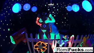 romi rain and dani enjoy black-light fun