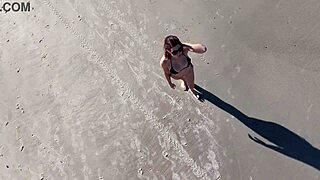 That Beach Walk Turns Voyeuristic with Big Tits Exposed