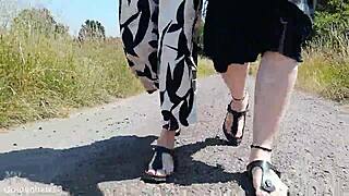 enjoying being barefoot in birkenstocks in nature 😊