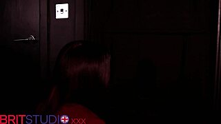 A student is sucking cock through the gloryhole in the classroom.