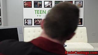 Casting teen 18+ cocksucking and gets facialized in hardcore bondage interview.