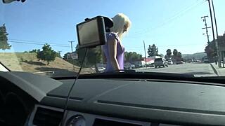 I love Stevie Shae's big tits as she sucks cock through the bathroom glory hole.