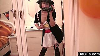 Sexy caribbean pirate girl strips for the cam in amateur webcam show