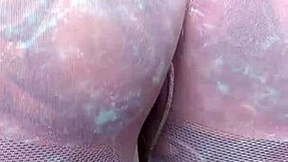 Milf melody radford in sheer gym leggings close-up!