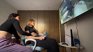 Teenagers explore bodies with lesbian kissing and fingering