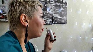 Mature Aimee sucks a massive cock in private, teasing with dirty talk and deepthroating