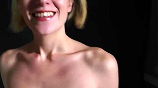 Skinny tattooed coed Pixie deepthroats a huge cock and swallows cum