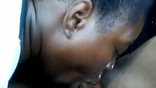 Sloppy blowjob on a massive cock