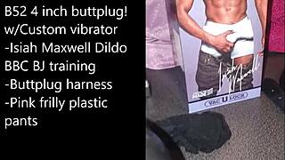 Sissy prepares for self-bondage with buttplug, dildo, and big black cock toys in extreme anal scene