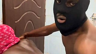 Curvy amateur bent against bathroom wall for dirty flashing