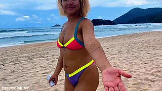 Detailed Fucking of the Blonde on the White Sandy Beach in Prainha Branca