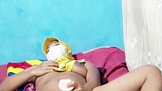 Hijab girl masturbates with dildo before work at indomaret store