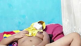 Hijab girl masturbates with dildo before work at indomaret store