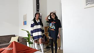 Sharing a Bed with Big Titty Goth Girls Effy Cutie and Natasha Noel in Rough Doggystyle and Riding